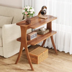 Walnut 2-Tier Side Table